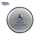 BEA - 10EMR61 - Panther Family 6 Inch Round Push Plate - Assembly with Blue Handicap Logo (Push to Open) & Text - Slim Profile