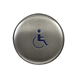 BEA - 10EMR61 - Panther Family 6 Inch Round Push Plate - Assembly with Blue Handicap Logo (Push to Open) & Text - Slim Profile