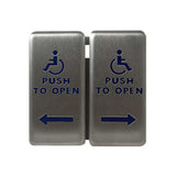 BEA - 10PBDGP1 - Vestibule Dual Push Plate with Blue Handicap Logo, Text and Arrow (Adapter Ring Included) - 4.75 by 4.75 Inch - Stainless Steel