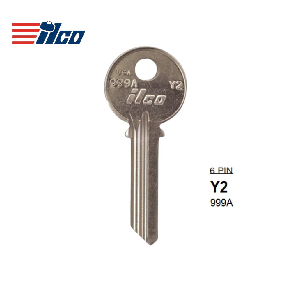 ILCO 999A-Y2 6-Pin Yale Key Blank – Locksmith Keyless
