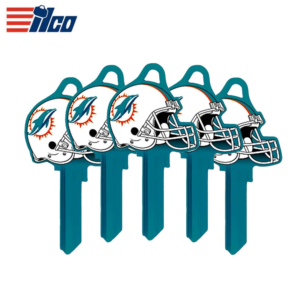 ILCO - NFL-KW1 TeamKeys - Helmet Edition Key Blank - Miami Dolphins (5 Pack)