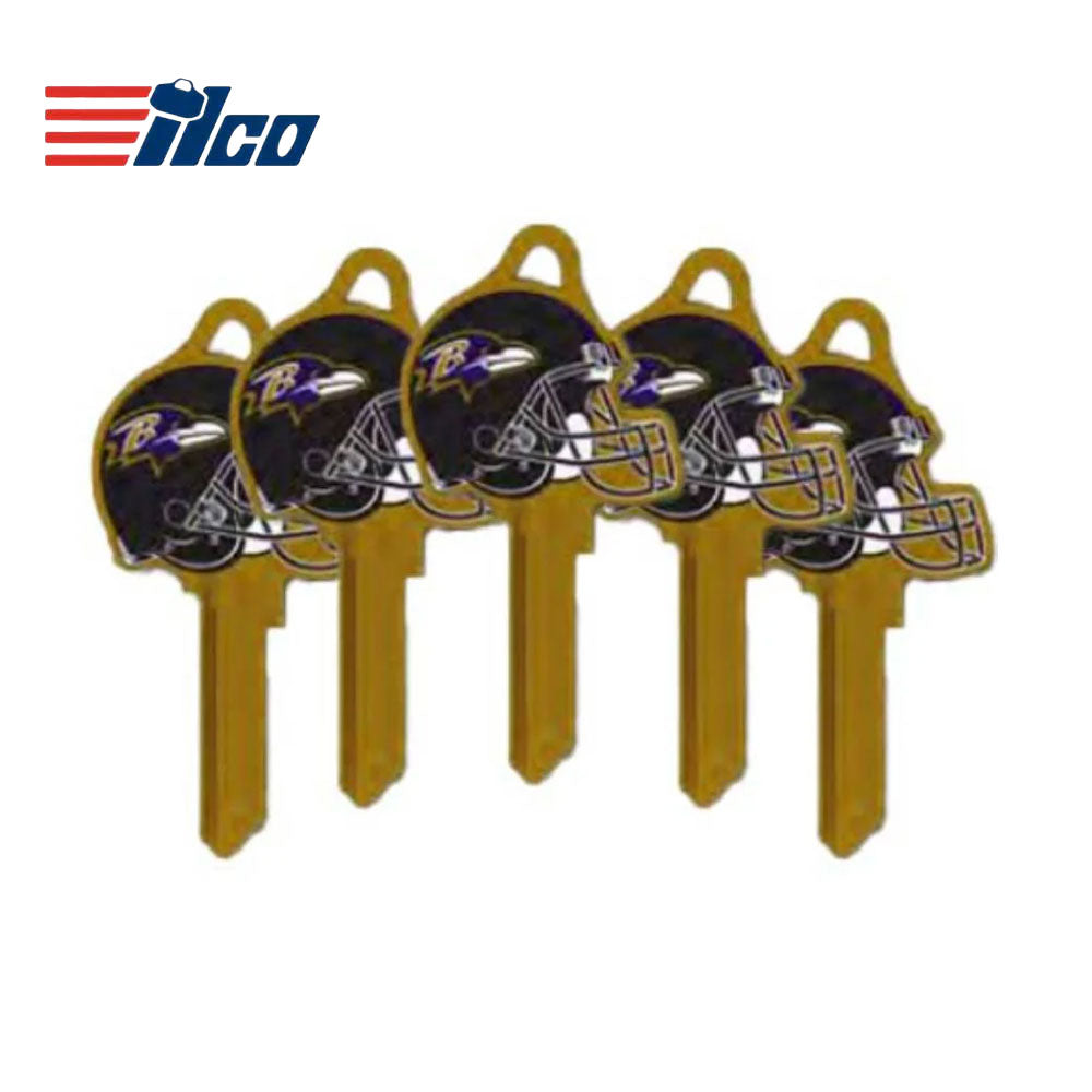 ILCO - NFL-KW1 TeamKeys - Helmet Edition Key Blank - Baltimore Ravens - Pack of 5