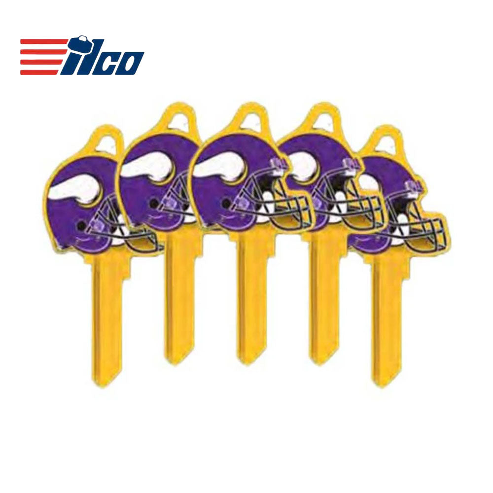 ILCO - NFL-KW1 TeamKeys - Helmet Edition Key Blank - Minnesota Vikings - Pack of 5