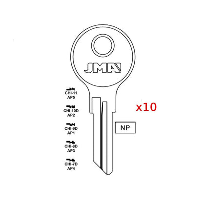 103AM Chicago Commercial & Residencial Key Blank - AP3 / CHI-8D (Packs of 10)