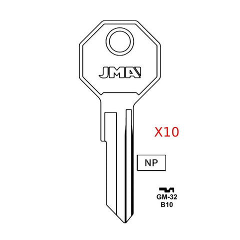 GM H1098LA Key Blank - B10 / GM-32 (Packs of 10) – Locksmith Keyless