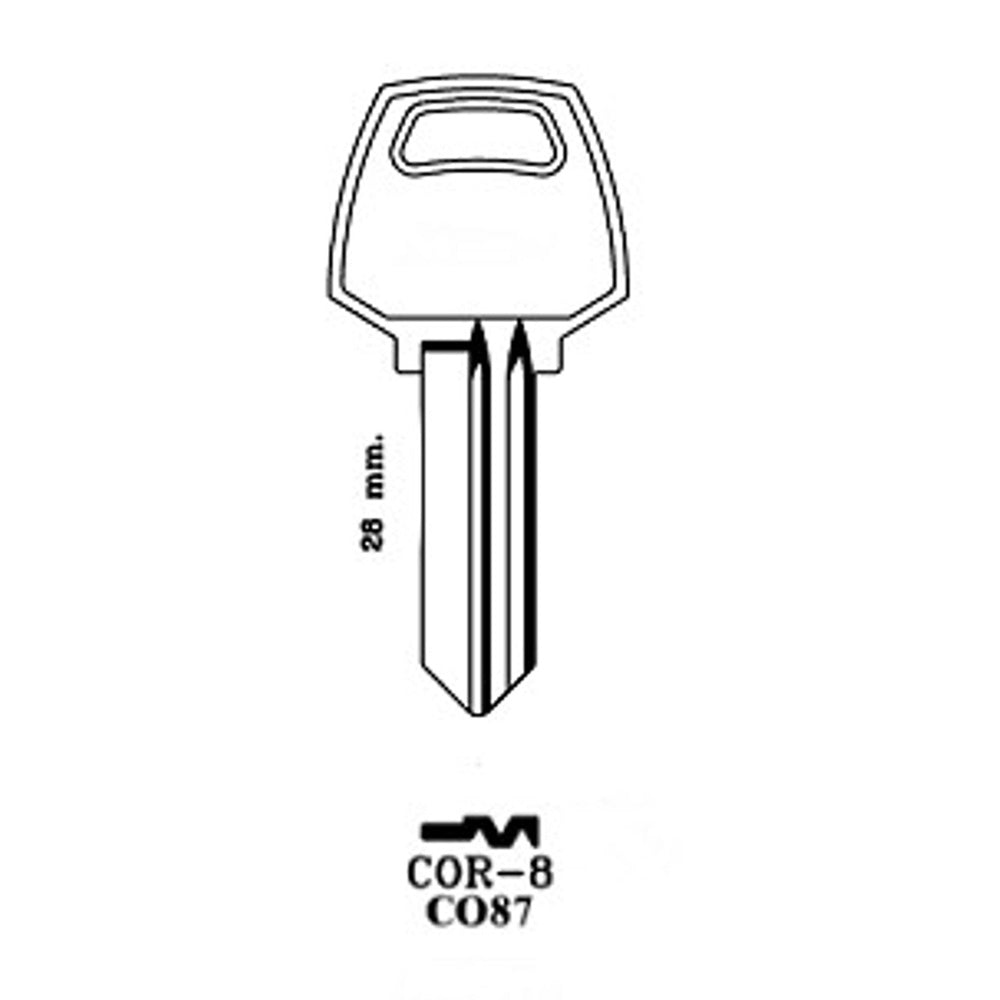 JMA COR-8E Key Blank For Corbin CO87 - Brass