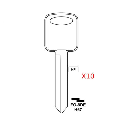 Ford Mercury Key Blank - H67 / FO-8DE (Packs of 10)