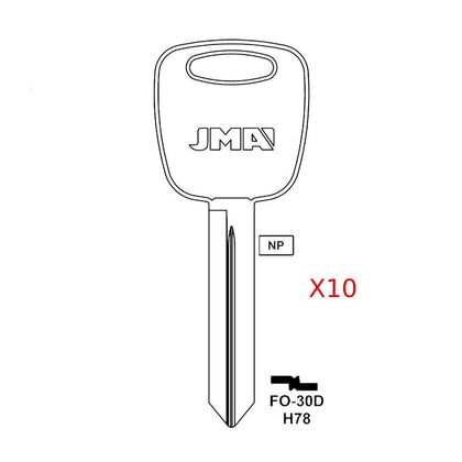 Ford Mercury Key Blank - H78 / FO-30D  (Packs of 10)