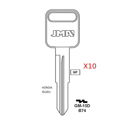 Isuzu Key Blank - B74 / GM-15D (Packs of 10)