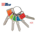 ILCO KW1 Keyway Brass Nickel-plated Bright Colored Taggy Keys (Pack of 25)