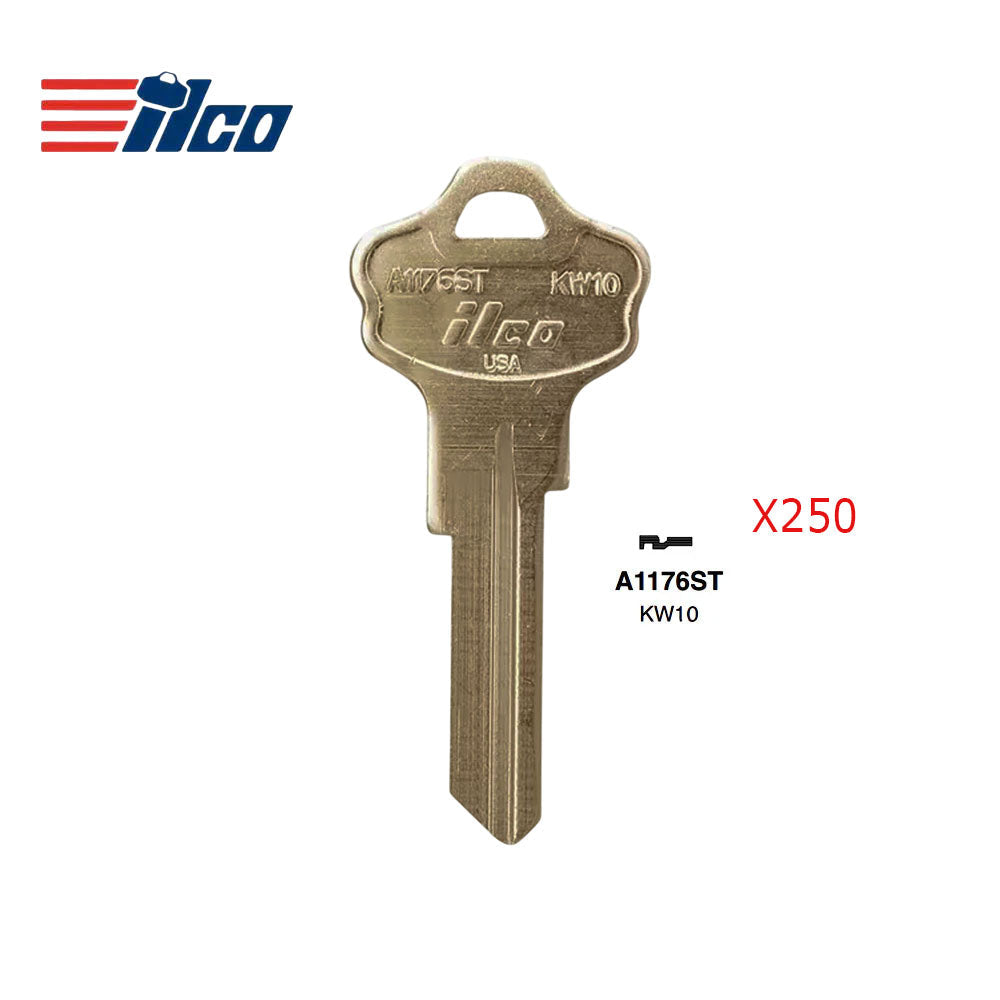 A1176ST Kwikset Commercial & Residencial Key Blank - Brass - KWI-2D / KW10 (Packs of 250)