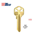 KW10 Small Bow - Brass Finish Key Blank - KWI-5DE / KW11 BR (Packs of 50)
