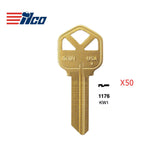 Brass Finish Key Blank - KWI-1KE / KW1 BR (Pack of 50)