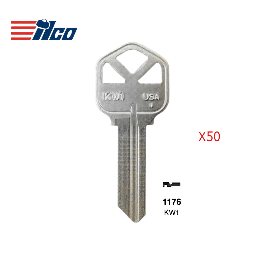 Nickel Plated Finish Key Blank - KWI-1KE / KW1 NP (Packs of 50)