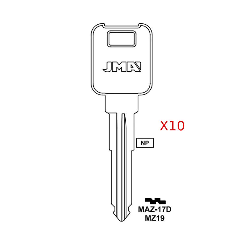 Mazda Mechanical Key Blank - MZ19 / MAZ-17D (Packs of 10