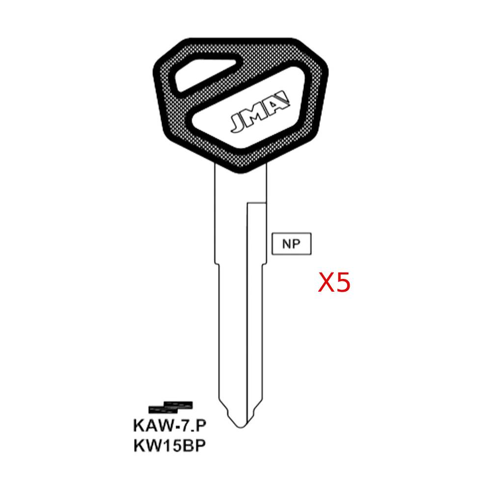 Kawasaki Motorcycle Key Blank - KW15BP / KAW-7.P (Packs of 5
