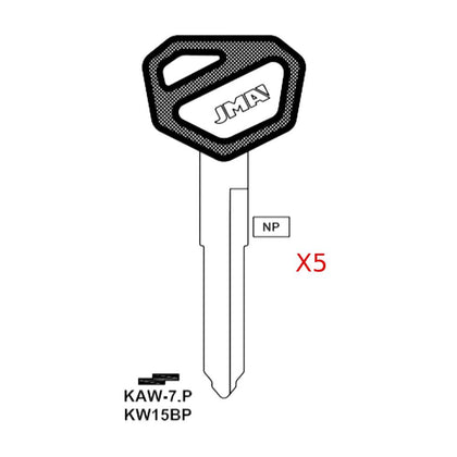 Kawasaki Motorcycle Key Blank - KW15BP / KAW-7.P (Packs of 5)