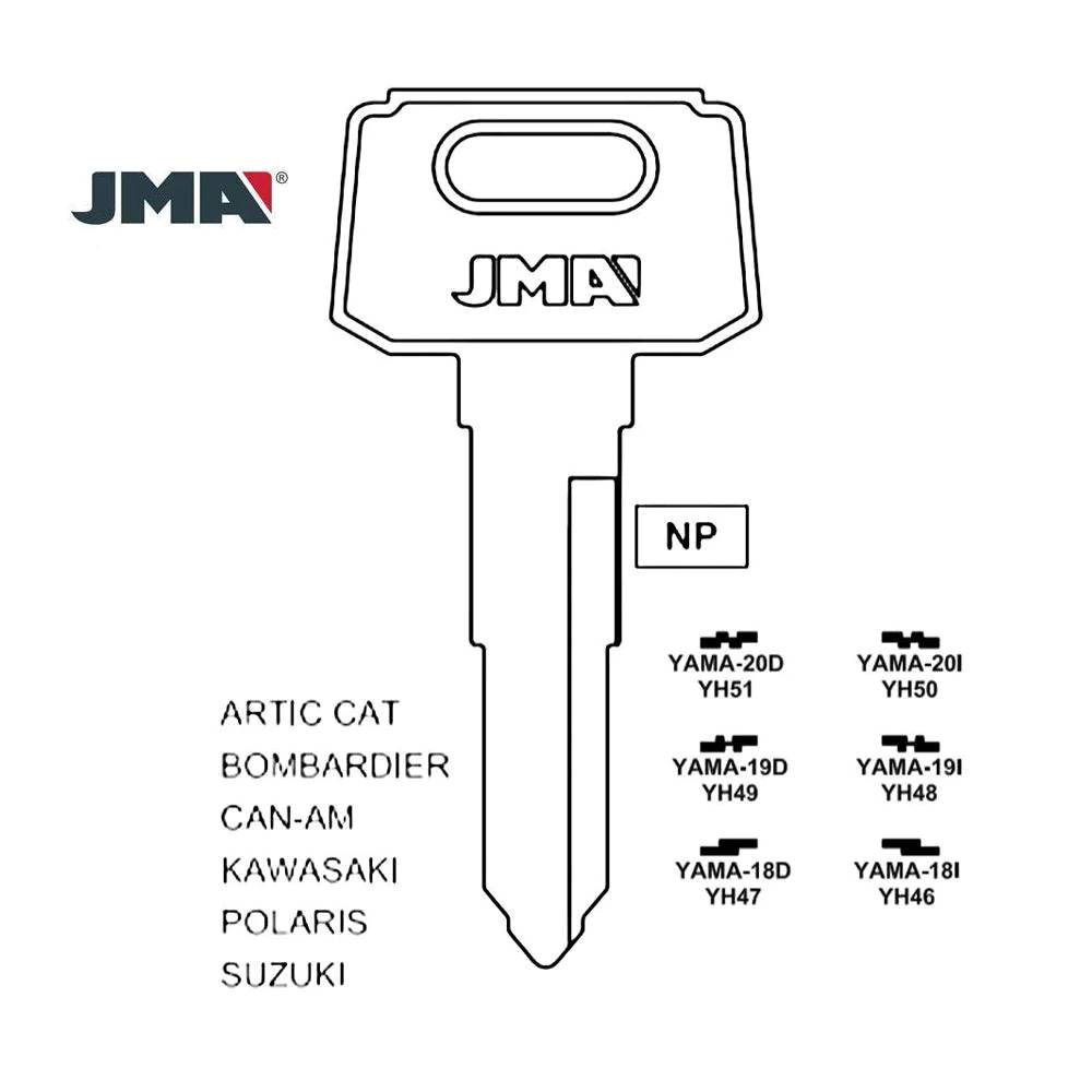 Yamaha Motorcycle Key Blank - YH49 / YAMA-19D