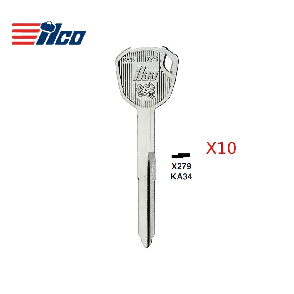 Kawasaki Motorcycle Key Blank - KA34 (Packs of 10)