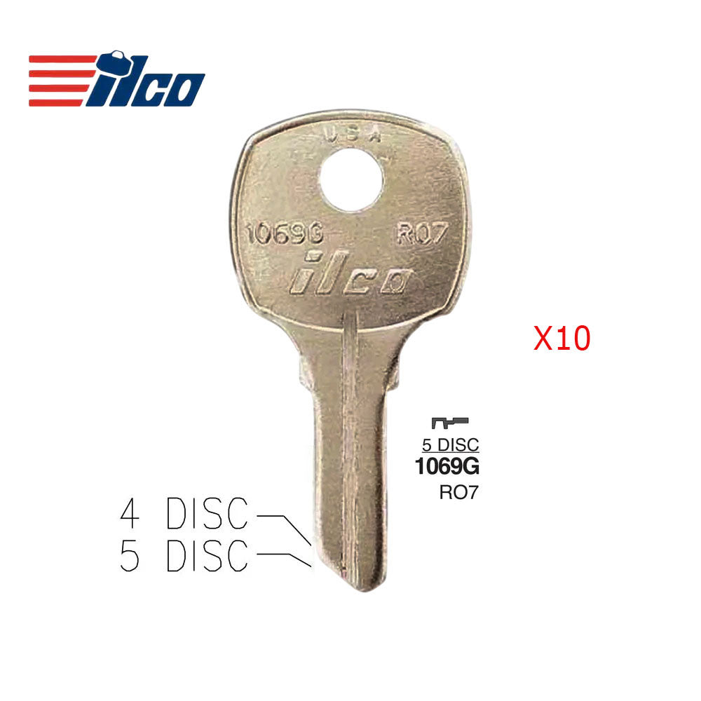 1069G National Cabinet Key Blank - NTC-7D / RO7 (Packs of 10)