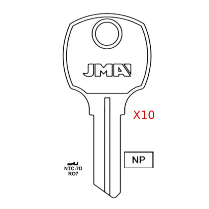 1069G National Cabinet Key Blank - RO7 / NTC-7D (Packs of 10)