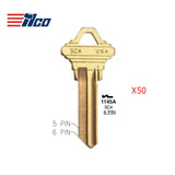 A1145E 6-Pin Schlage Key Blank - Nickel Plated - SLG-4E-NP  / SC4 NP (Packs of 50)