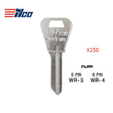 WR3 5-Pin Weiser Keys - Nickel Plated Finish - WR3 NP - WEI-1 (250 Pack)