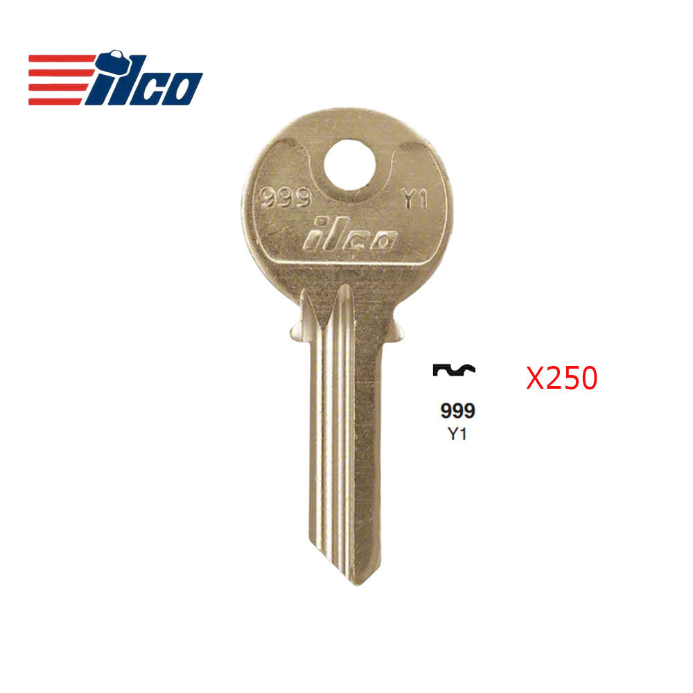 999 5-Pin Yale Key Blank - Brass Finish - YA-41DE  / Y1 BR (Packs of 250)
