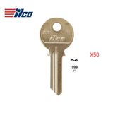 999 5-Pin Yale Key Blank - Brass Finish - YA-41DE  / Y1 BR (Packs of 50)