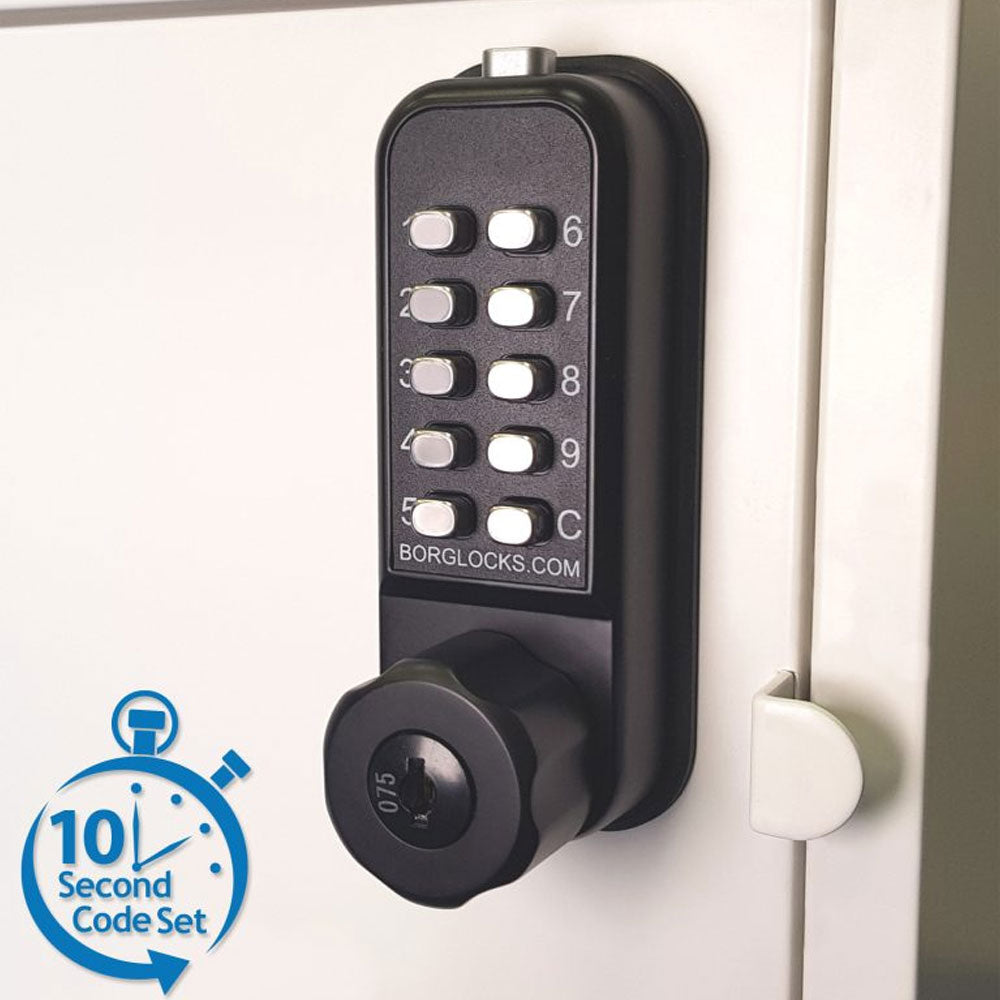 BorgLocks BL1706 Vertical Mini Cabinet Lock with Key Override and Internal Cam Mechanism