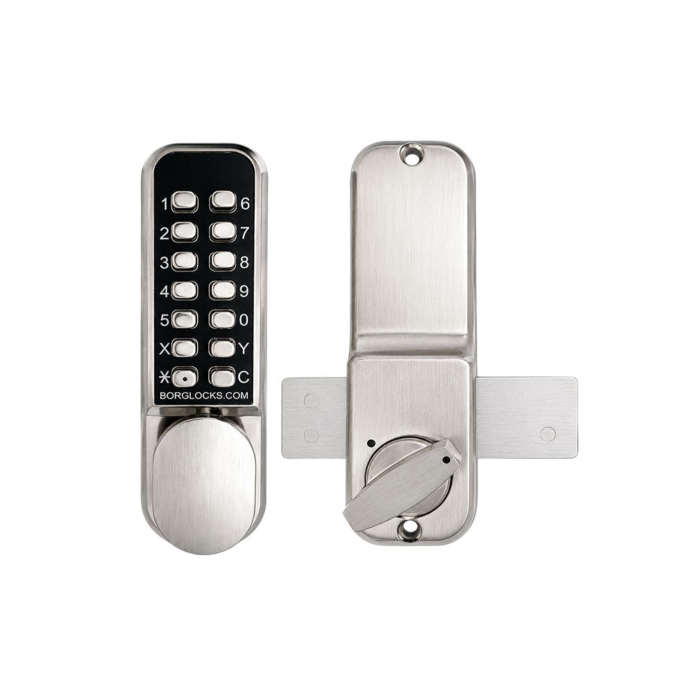 BorgLocks BL2005 ECP Rim Deadbolt with Turn Knob - Surface Mount - Up to 5" thick Material - Satin Stainless Steel Finish