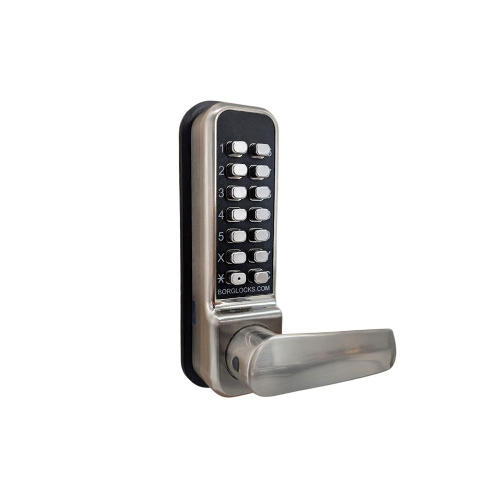 BorgLocks BL2401 ECP Tubular Latch Lock - Free Turning Lever Handle Keypad - Inside Lever Handle with Holdback and ECP Coding Chamber