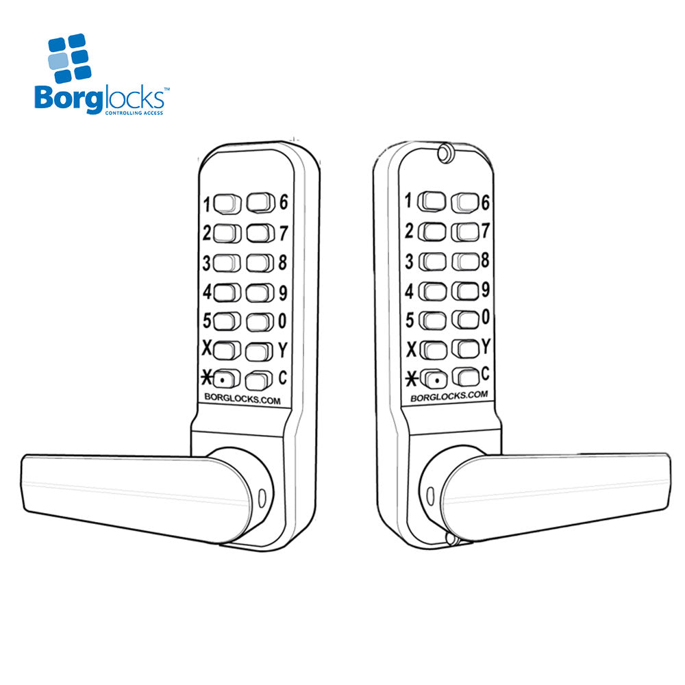 BorgLocks BL2421 ECP Tubular Latch Lock - Back to Back Free Turning Lever Handle Keypads and ECP Coding Chamber