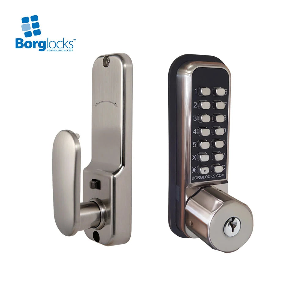 BorgLocks BL2701 ECP Tubular Latch Lock with Key Override and Inside Paddle Handle with Holdback