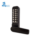 BorgLocks BL4401 ECP Marine Grade Digital Keypad Gate Lock with Free Turning Lever Handle and 2-3/8 Inch Tubular Latch