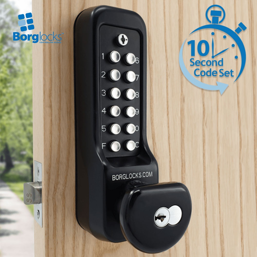BorgLocks BL7801 ECP Marine Grade Heavy Duty Knob Turn Keypad, Key Override and Inside Handle