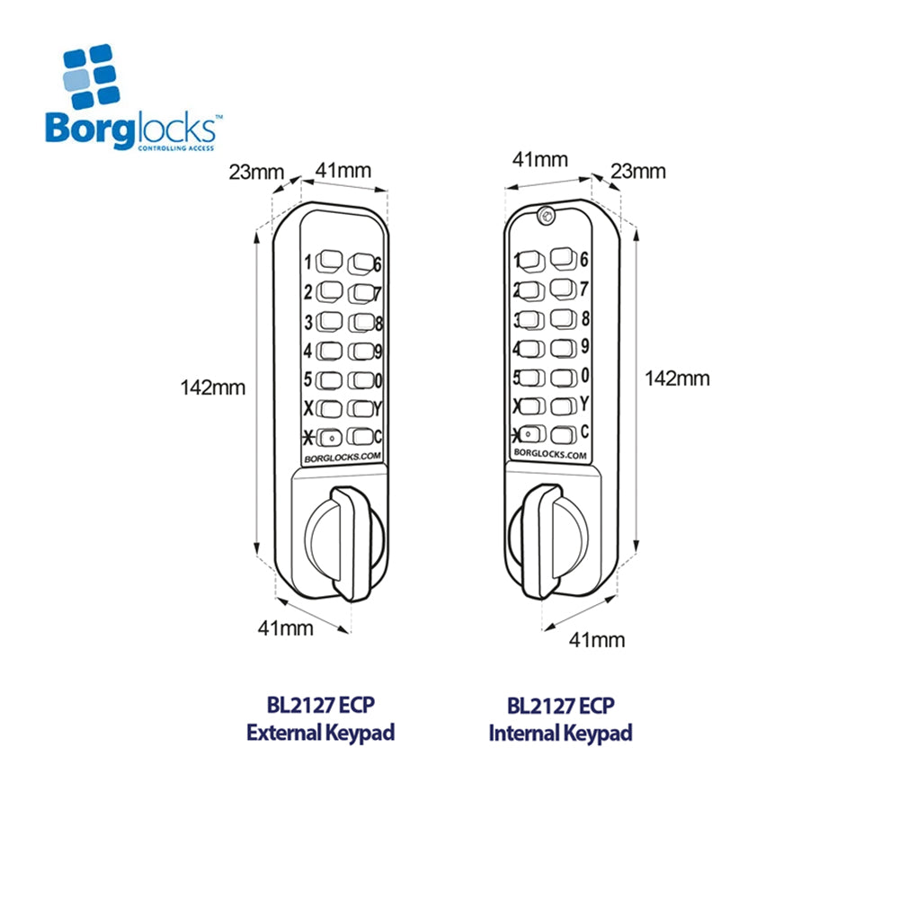 BorgLocks BL2127 ECP Back to Back Knurled Knob Keypads and Mortice Deadbolt Lock