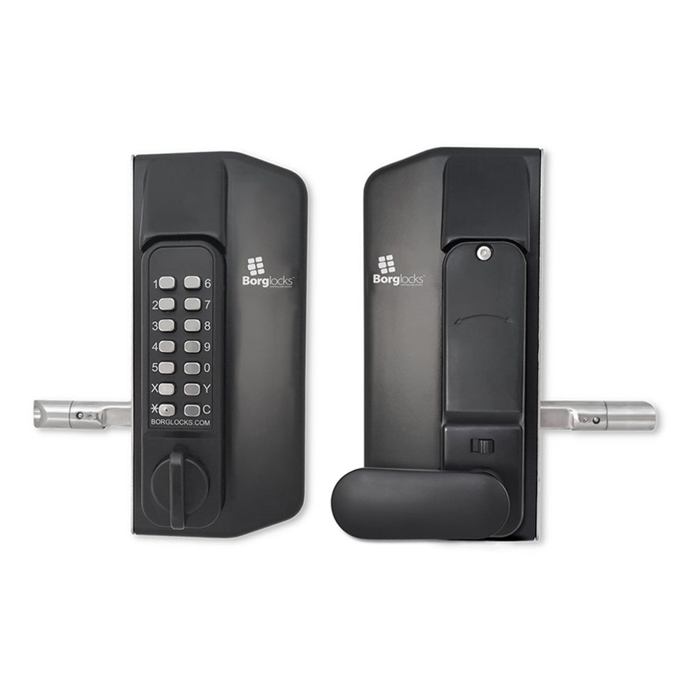 BorgLocks BL3100-ECP Metal Gate Lock with Anti-Climb Thumb Turn ECP Keypad, 2-9/16" - 3 1/8" Latchbolt and Inside Holdback Paddle Handle