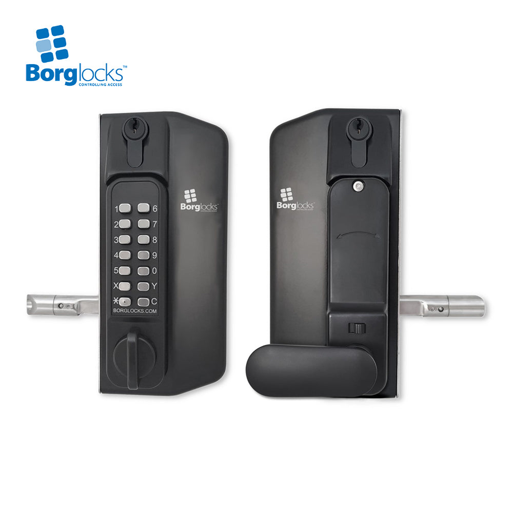 BorgLocks BL3100-ECP Metal Gate Lock with Anti-Climb Thumb Turn ECP Keypad, 2-9/16" - 3 1/8" Latchbolt and Inside Holdback Paddle Handle