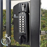 BorgLocks BL3130DKO-ECP Metal Gate Lock with Back to Back Anti-Climb Knob Turn ECP Keypads, 2-9/16" - 3-1/8" Latchbolt and Key Override