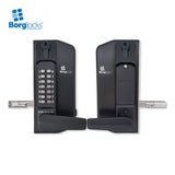 BorgLocks BL3400-ECP Metal Gate Lock with Free Turning Lever ECP Keypad, 2-9/16" - 3-1/8" Latchbolt and Inside Holdback Lever Handle