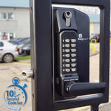 BorgLocks BL3400-ECP Metal Gate Lock with Free Turning Lever ECP Keypad, 2-9/16" - 3-1/8" Latchbolt and Inside Holdback Lever Handle