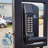 BorgLocks BL3400-ECP Metal Gate Lock with Free Turning Lever ECP Keypad, 2-9/16" - 3-1/8" Latchbolt and Inside Holdback Lever Handle