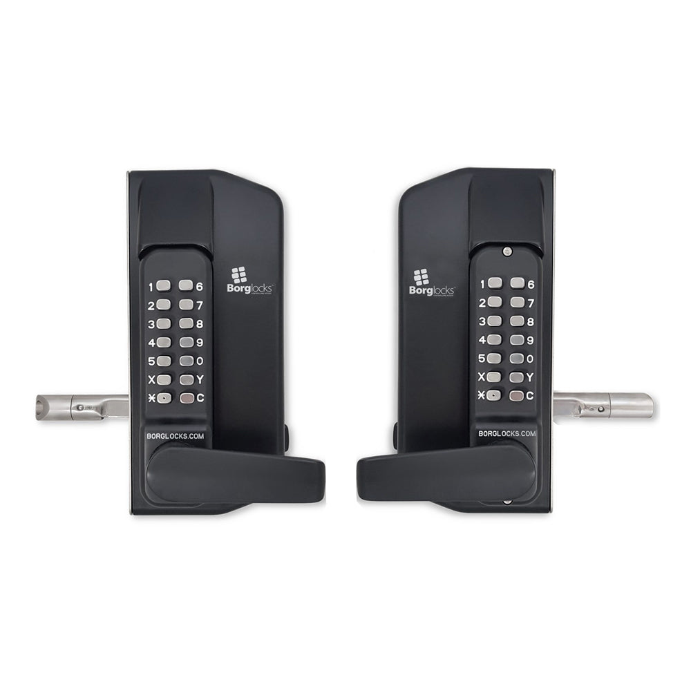 BorgLocks BL3430-ECP Metal Gate Lock with Back to Back Free Turning Lever ECP Keypads, 2-9/16" - 3-1/8" Latchbolt