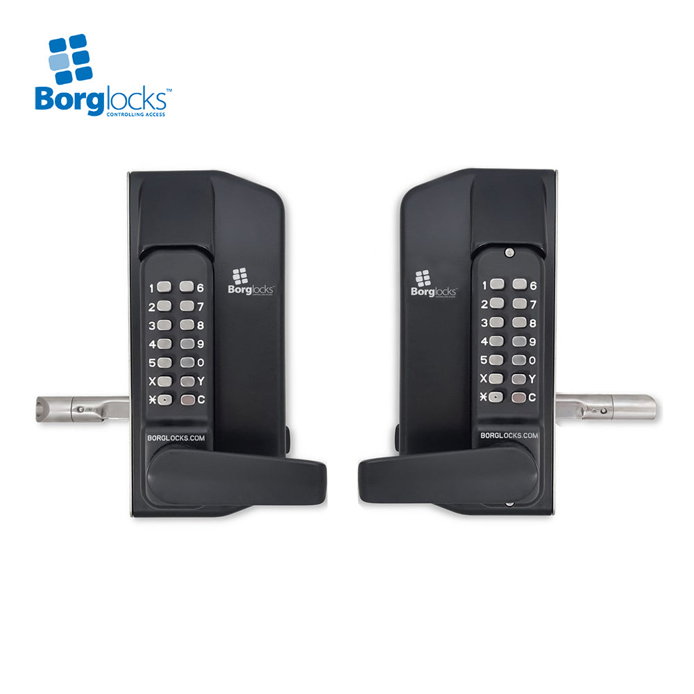 BorgLocks BL3430-ECP Metal Gate Lock with Back to Back Free Turning Lever ECP Keypads, 2-9/16" - 3-1/8" Latchbolt