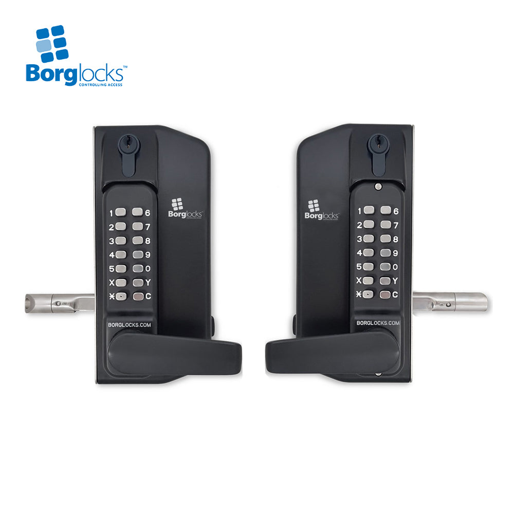 BorgLocks BL3430-ECP Metal Gate Lock with Back to Back Free Turning Lever ECP Keypads, 2-9/16" - 3-1/8" Latchbolt