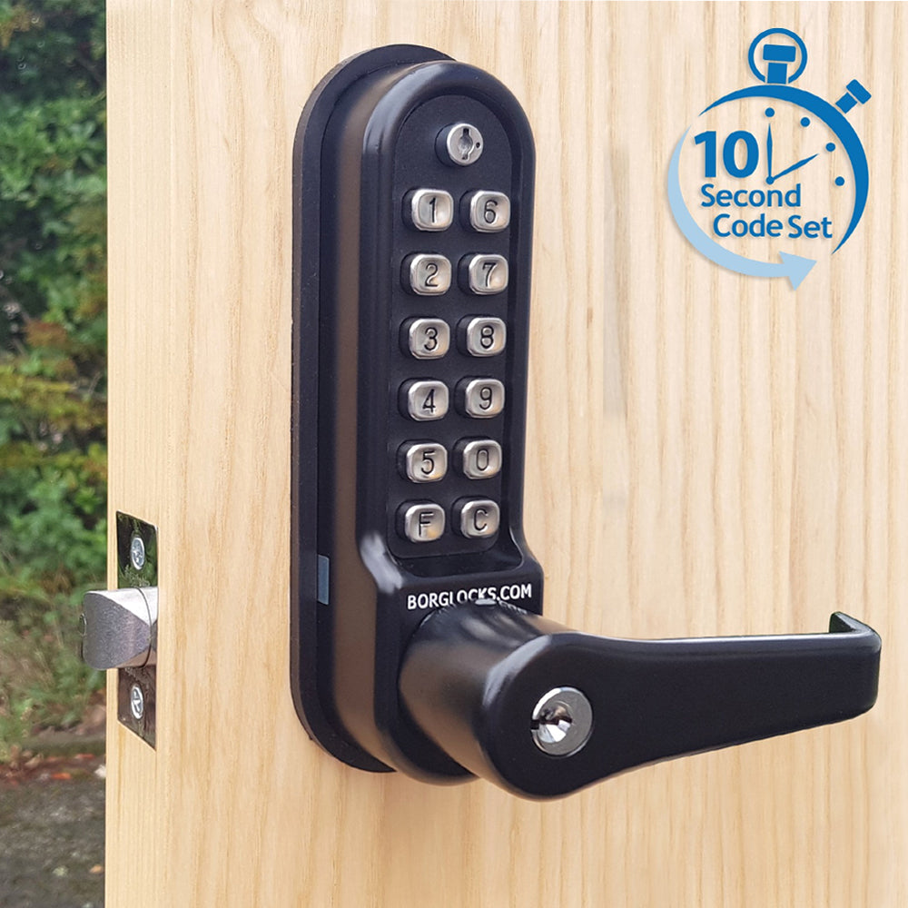 BorgLocks BL5701-ECP Lever Turn Keypad with Internal Handle, Built-in Key Override and Tubular Latch