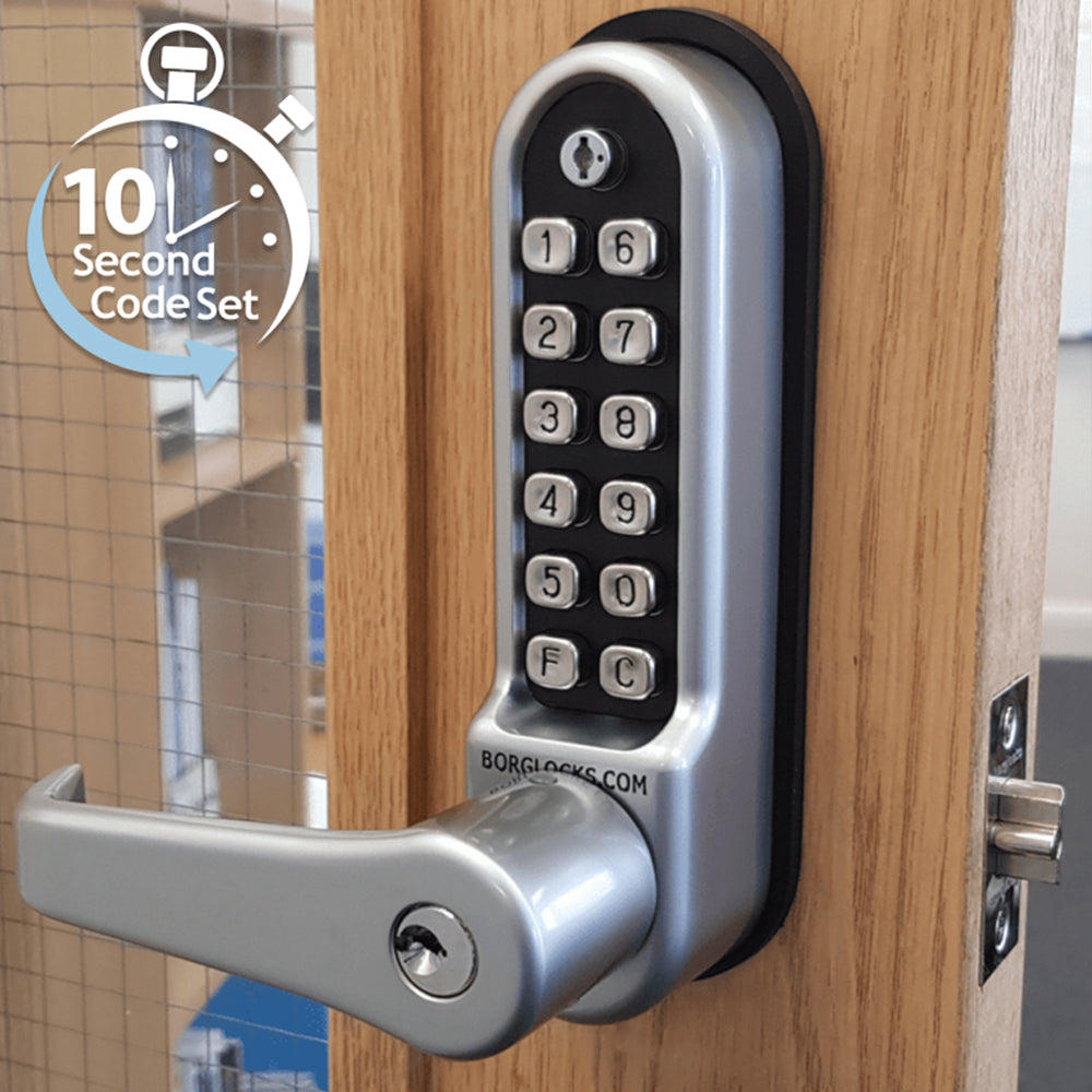 BorgLocks BL5701-ECP Lever Turn Keypad with Internal Handle, Built-in Key Override and Tubular Latch