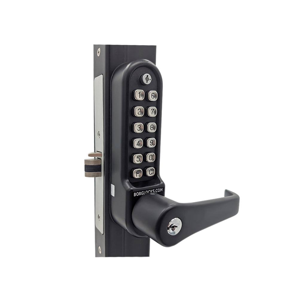 BorgLocks BL5782-ECP-AR Flat Bar Lever Keypad with Internal Push/Pull Pad and 1-1/8" Ali Latch