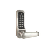 BorgLocks BL7001 ECP Heavy Duty Lever Turn Keypad with Internal Handle - Tubular Latch and On-Door Code Change - Satin Chrome